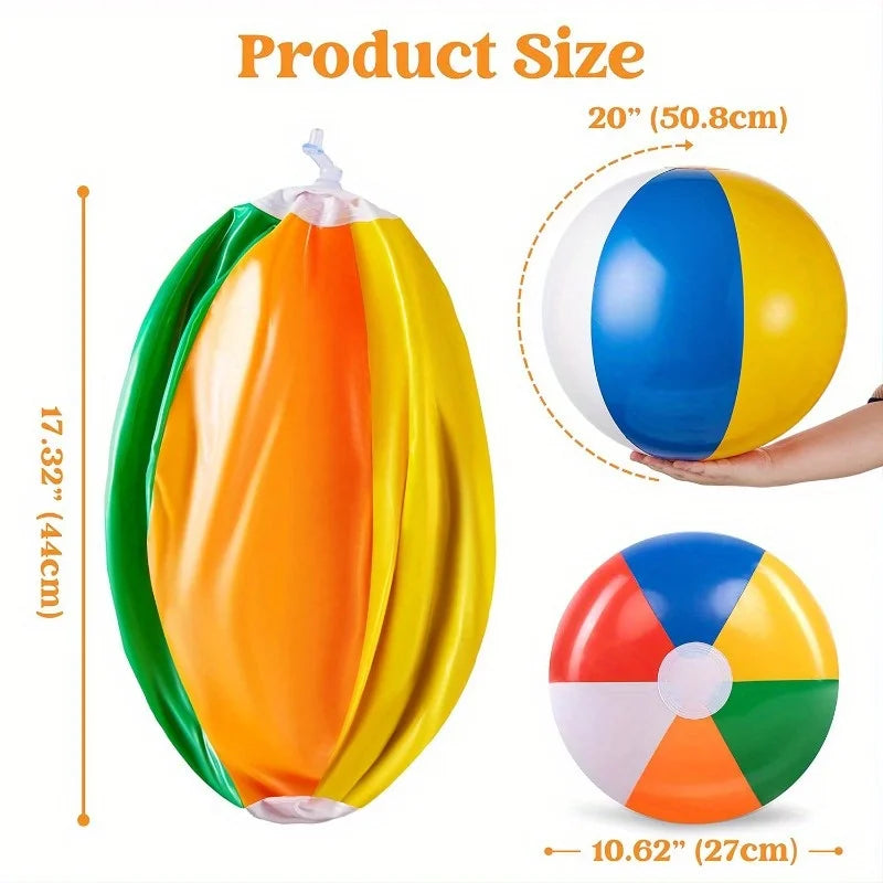 JOYFY 4Pack 20" Beach Balls Large Rainbow Beach Ball Inflatable Pool Toys for Adults Kids Party Supplies Decorations Birthday