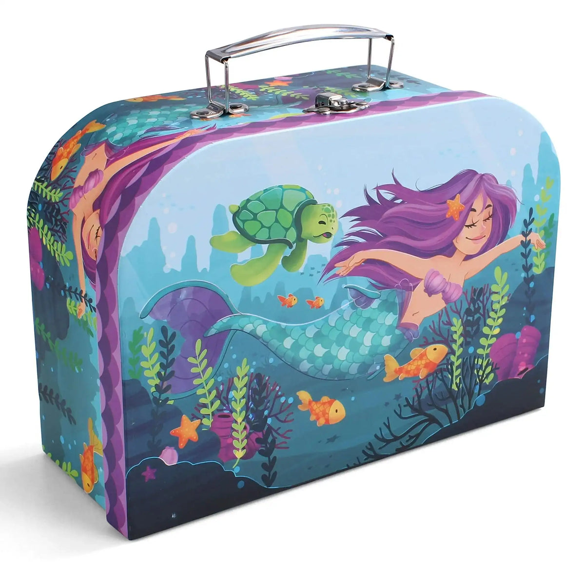 Joyfy Kid Tea Set Mermaid Tea Party Set Princess Pretend Play Tin Teapot Set Kitchen Toy for Girls Toddlers 2 3 4 5 6 Years Old