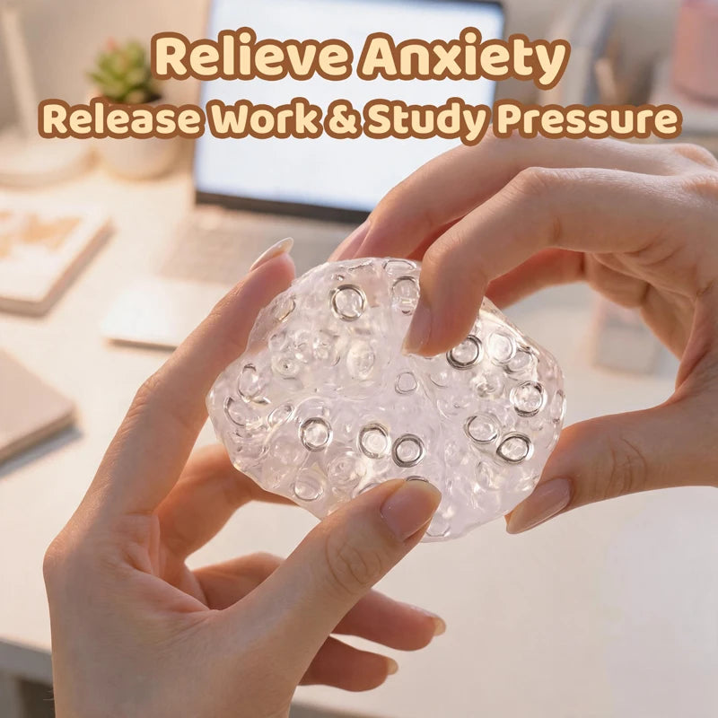 ASMR Crunch Squishy Ball Clear Ice Bead Squeeze Fidget Toy Super Soft Mochi Sensory Stress Relief Squeezing Ball Anti‑Stress Toy