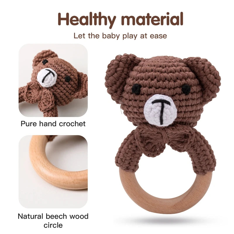 Baby Toys Crochet Animal Rattle Cartoon Music Rattle Toys for Baby Kawaii Teether Rattle Baby Toy 0 12 Months Montessori Toys