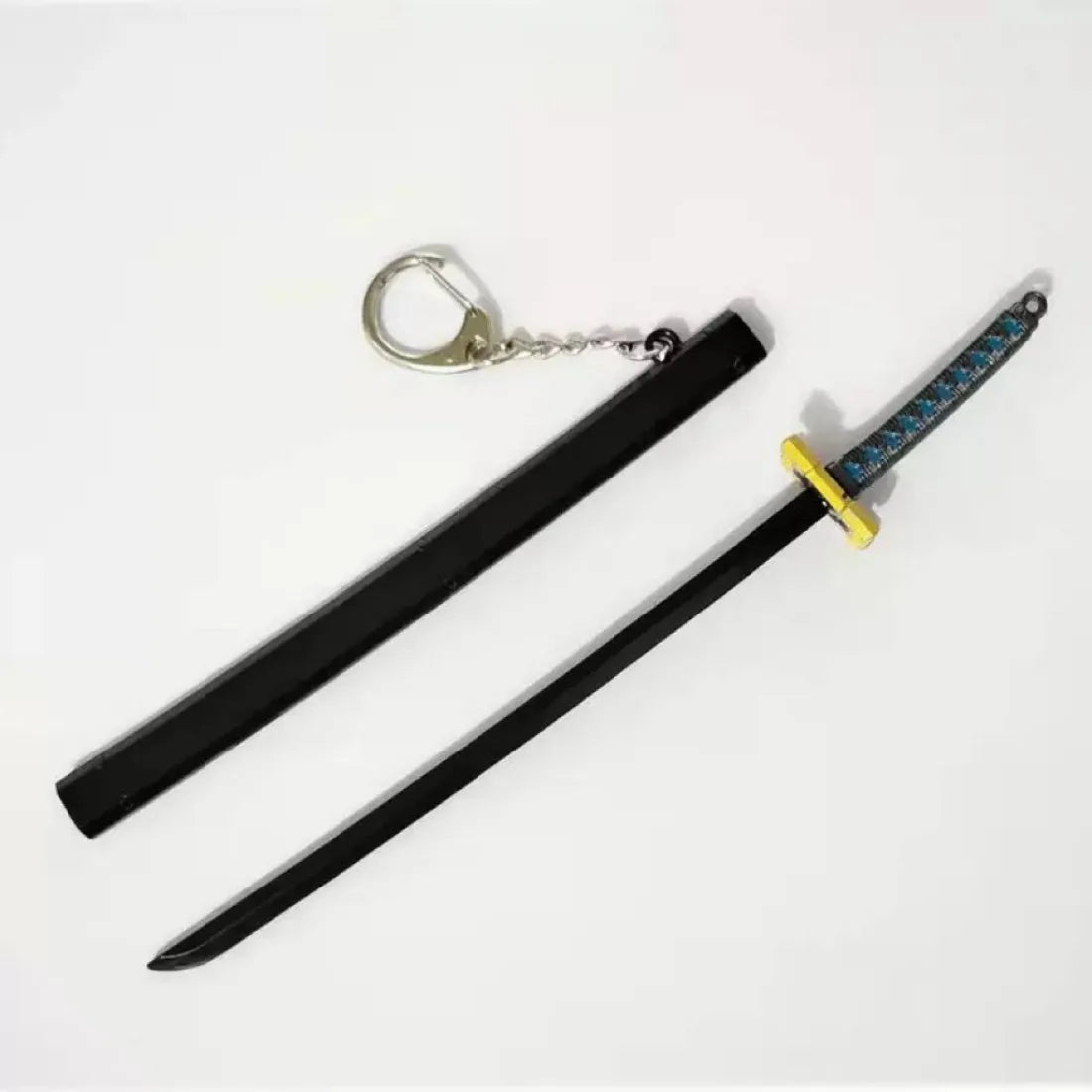 5.9inch Demon Slayer Tokito Muichiro Metal Katana Sword Original Samurai Katana Sabre Ninja Knife Cosplay Accessories Prop Toy