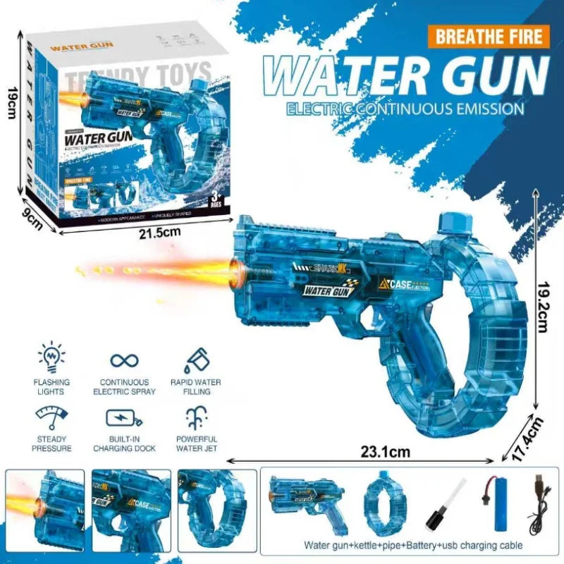Children Led Energy Gathering Ring Electric Water Gun Toy Shooting Games Automatic Water Squirt Gun Summer Outdoor Toys for Kids