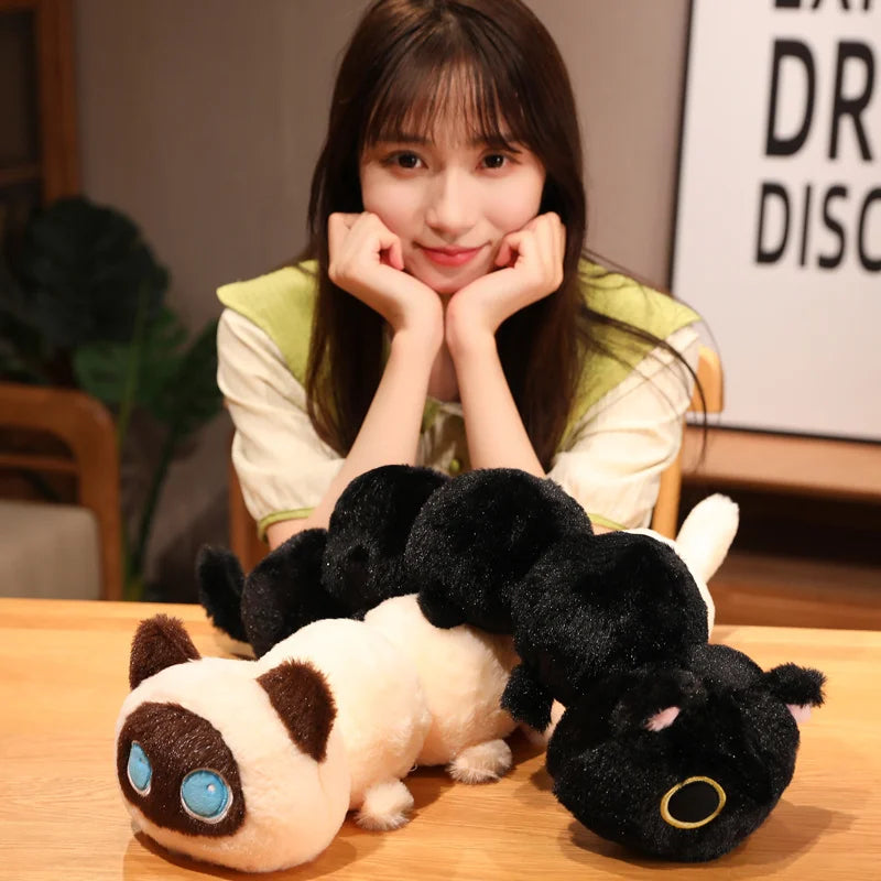 Giant Cute Soft Cat Plush Sleep Long Pillow Cushion Kawaii Black Cat Soft Plush Toys Gift