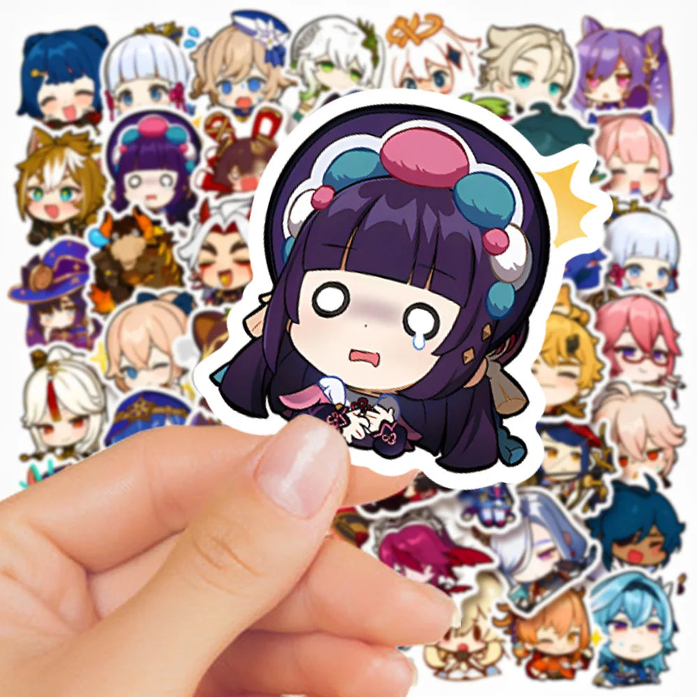 50pcs Cute Genshin Impact Stickers Laptop Pad Tablet Phone Case Notebook Computer Luggage Cartoon Game Decals for Kid Gift Toy