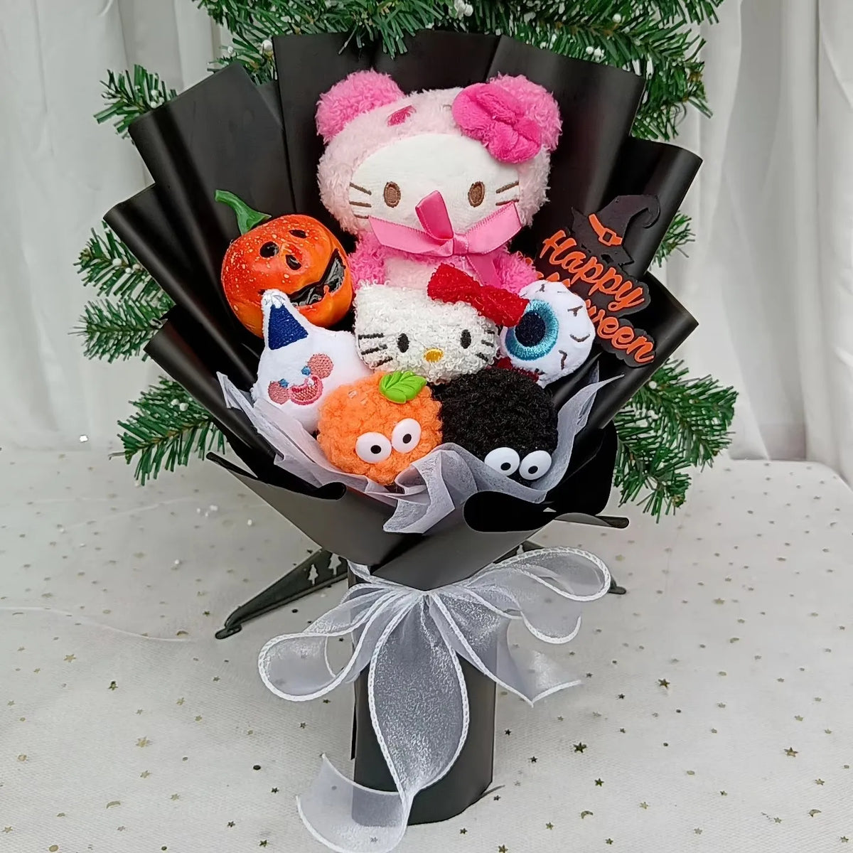 Hello Kitty Cartoon Plush Bouquet  Anime Rose Flowers Doll Home Wedding Decoration Christmas Valentine's Day Gift