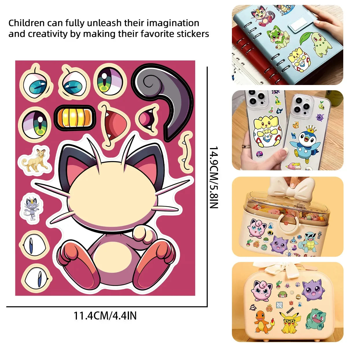 16Sheets Pokemon Make A Face Puzzle Stickers Pikachu Charizard for Kids Make Your Own DIY Game Children Cartoon Jigsaw Toys Gift