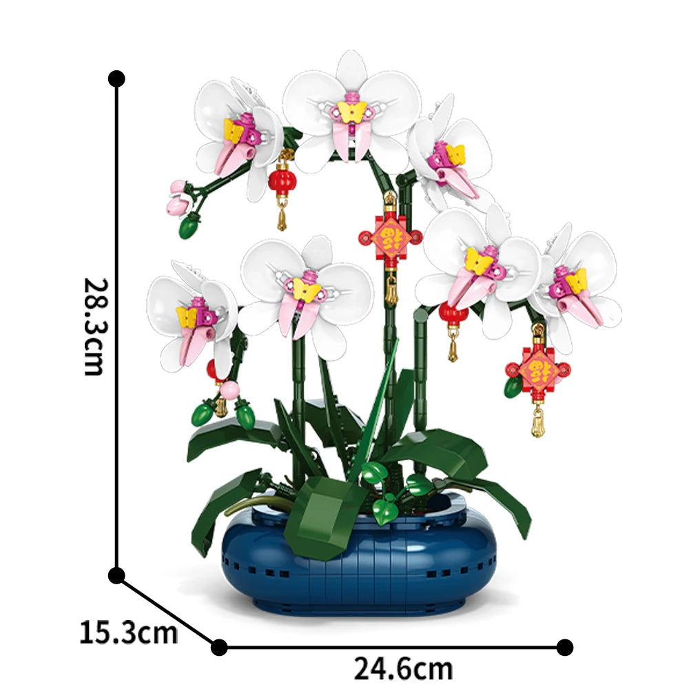 City Creativity Flower Bouquet Plum Blossom Bonsai Potted Plant Building Blocks Model Home Decoration Toy For Kids Gift﻿