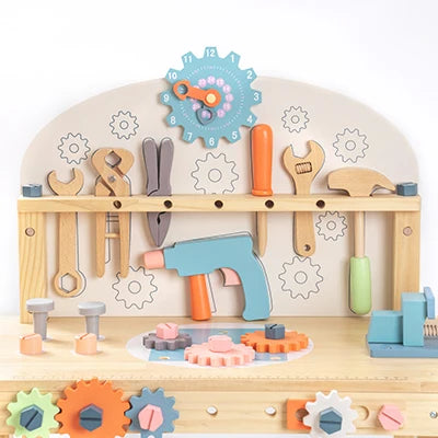 ROBUD Wooden Toy Workbench Tool Bench Set for Kids with Electric Drill Pretend Play STEM Learning Gift for Boys Girls Age 3+