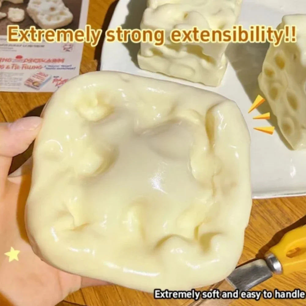 Giant Cheese Shaped Squeeze Stress Relief Toy Soft Thick Squishy Fidget Toy Non-Rigid Non-Springy Anxiety Relief for Kids Adults