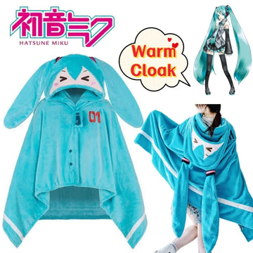 Hatsune Miku Anime Merchandise Fashionable and Personalized Cloak Cape for Men and Women Soft and Comfortable Flannel Warm Shawl