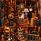 Book Nook Kit Dark Family DIY Wooden Puzzle Gothic Style Halloween Bookshelf Dollhouse Model Bookend Building Home Decoration