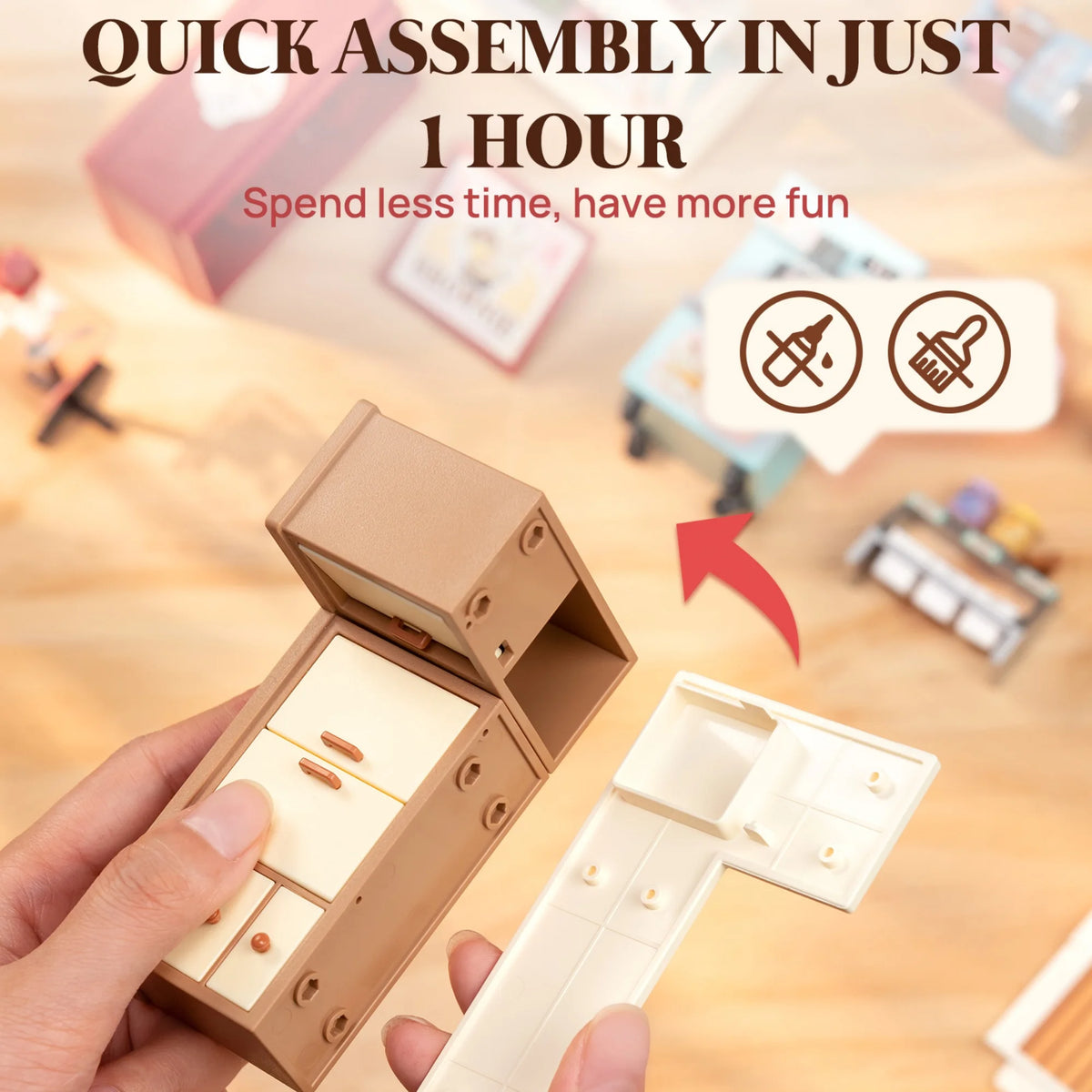 Rolife DIY Miniature House Kit Flavorful Ice Cream Super Creator Dollhouse 3D Puzzle Model Building Kit with LED for Desk Decor