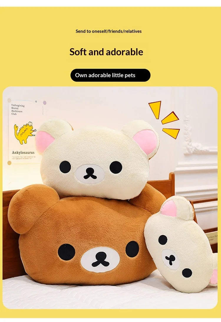 Cute Rilakkuma Big Head Plush Pillow Large Size Soft Stuffed Toy Cushion Bedroom Sofa Decor Unisex Birthday Gift For Adult