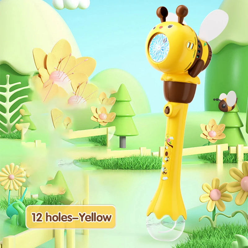 12 Hole Bee Electric Bubble Gun Children's Bubble Machine With Lights Soap Maker Blowing Outdoor Toys Wedding Party Game Gifts