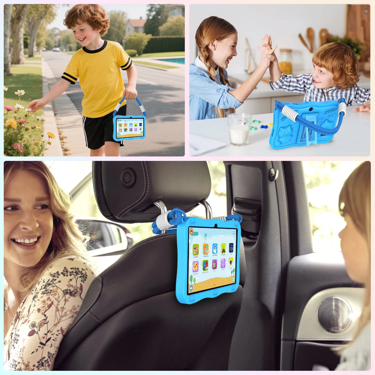 PRITOM 7-inch Tablet for Kids, 8GB(3+5GB expand) RAM + 32GB ROM Android 13Toddler Tablet, Pre-Installed iWawa, Parental Controls, Supports Bluetooth and WiFi