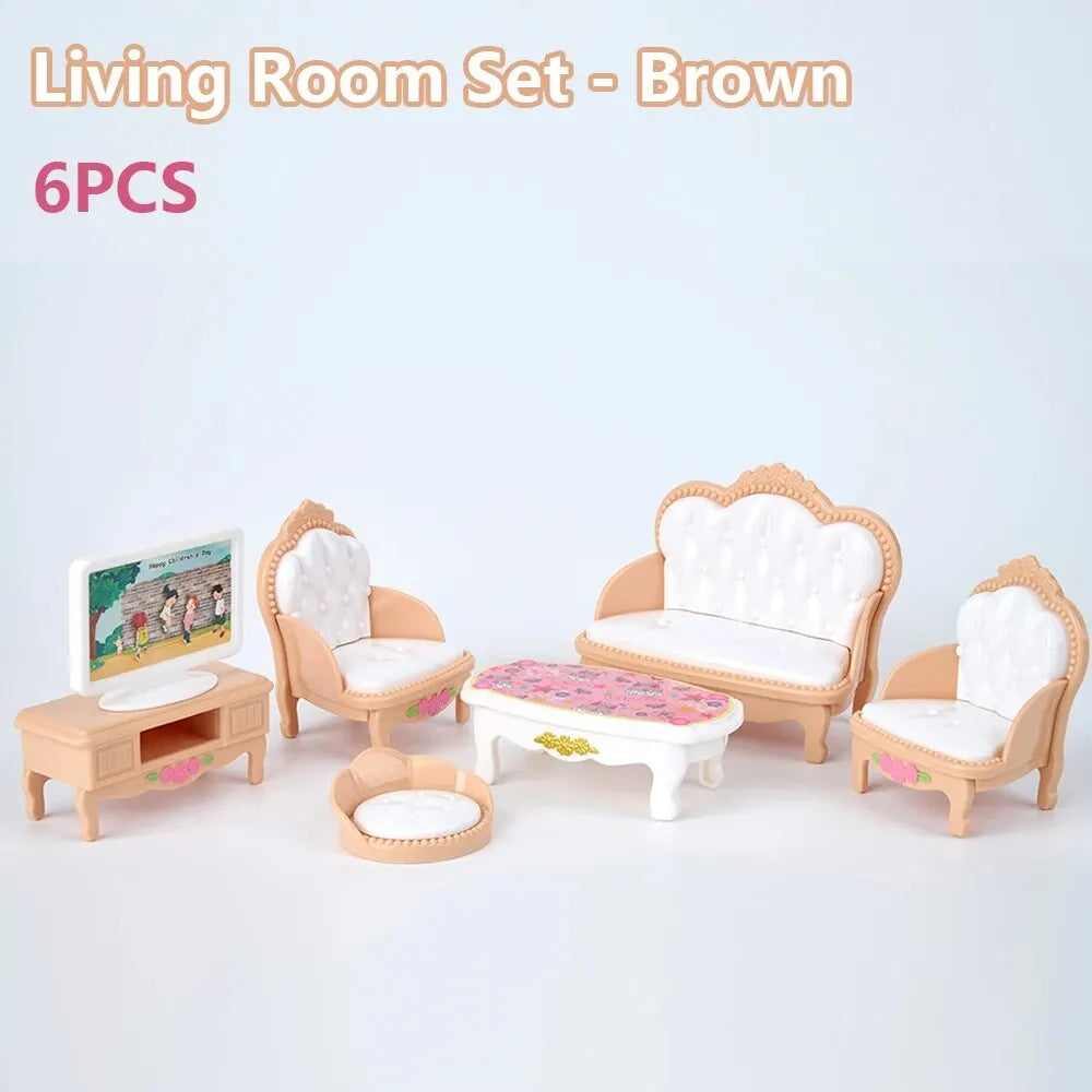 Hot Sale Cute Kawaii Pink 10 Items/Lot Miniature Dollhouse Furniture Accessory Kids Toys Kitchen Cooking Things For Girl Gifts