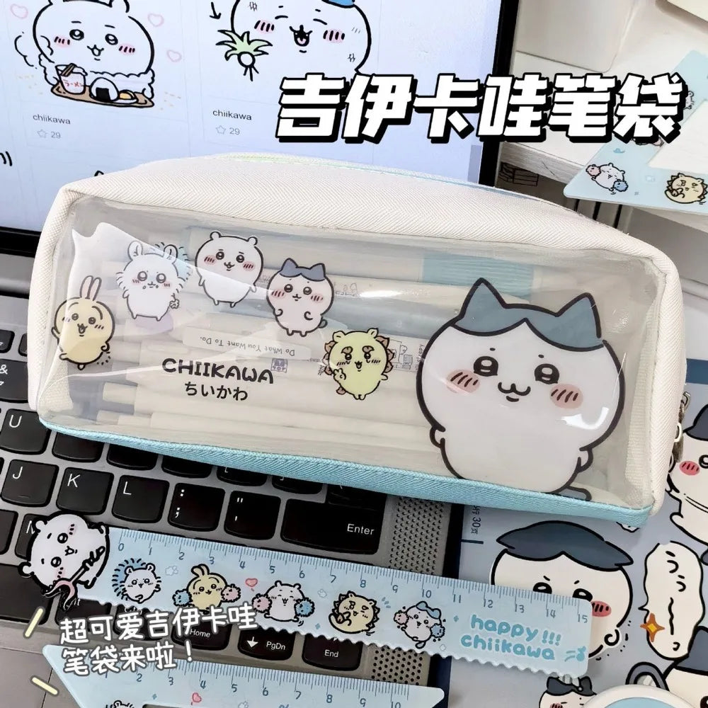 Chiikawa Cartoon Pencil Case Cute Large Capacity Stationery Storage Bag Pencil Box Students School Office Desk Organizer Pouch