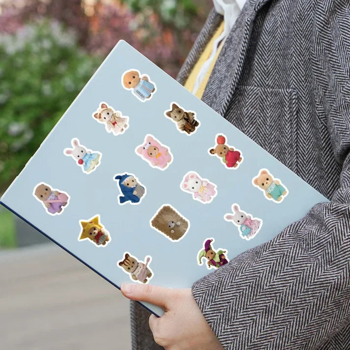 100/200pcs Kawaii Calico Critters Stickers Cute Laptop Scrapbook Graffiti Decals Skateboard Handheld  Aesthetic Sticker Toys