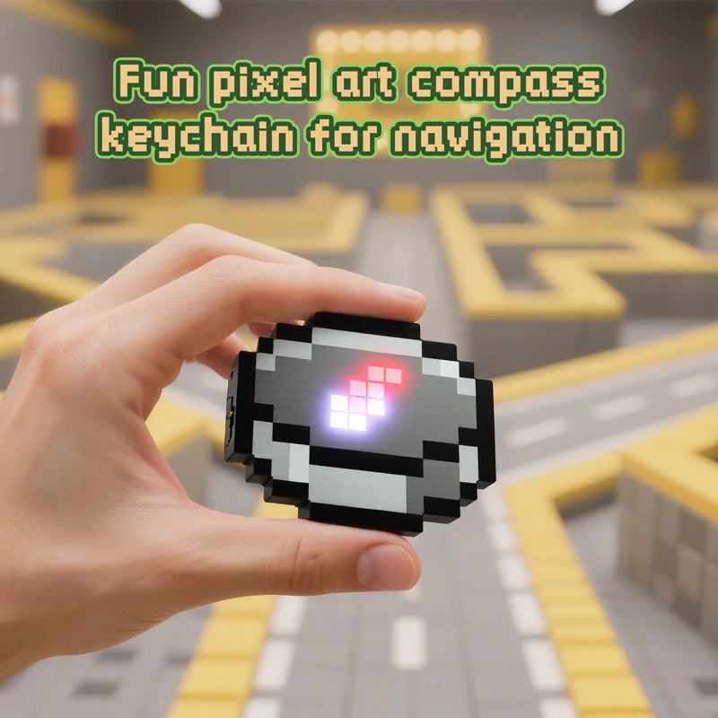 Compass Pixel Wind Peripheral Design Toy Trinket Use Movable Compass Keychain Pendant Real-world Use Toys Fans Gift