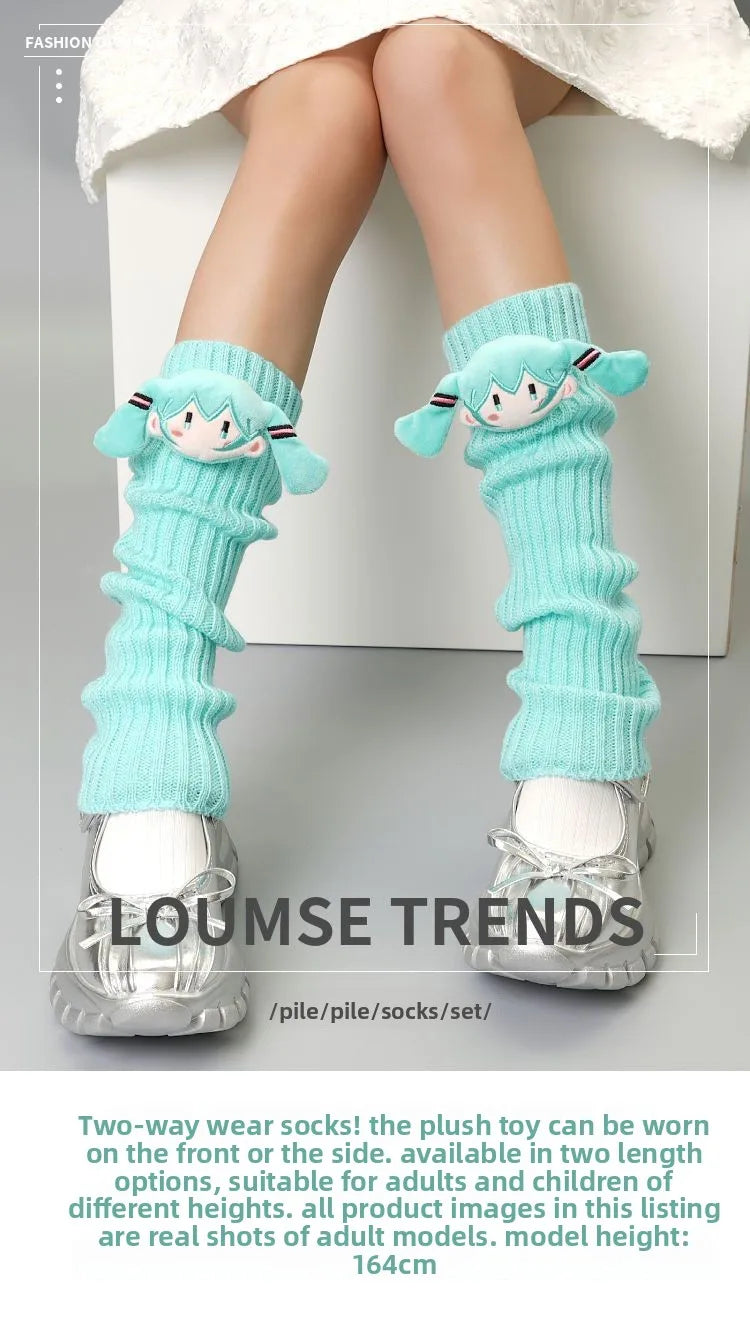 Hatsune Miku Crew Neck Socks Cute Kawaii Vocaloid Anime Printed Cotton Stockings Tube Socks Over the Knee Socks Girls Fan Gift