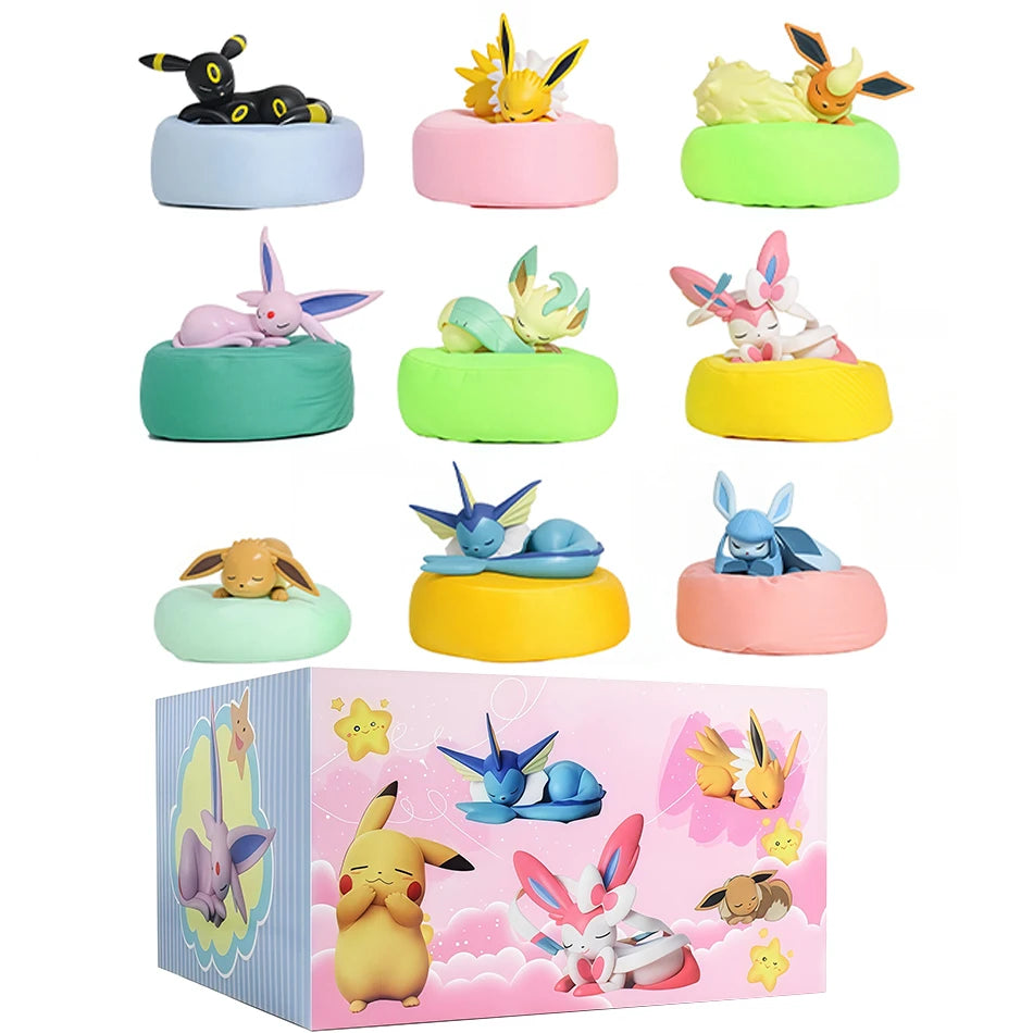 Spot Hot Anime Character Eevee Multi Form Series Blind Box Desktop Decoration Ornament Set Toy Scene Building Props Mystery Gift