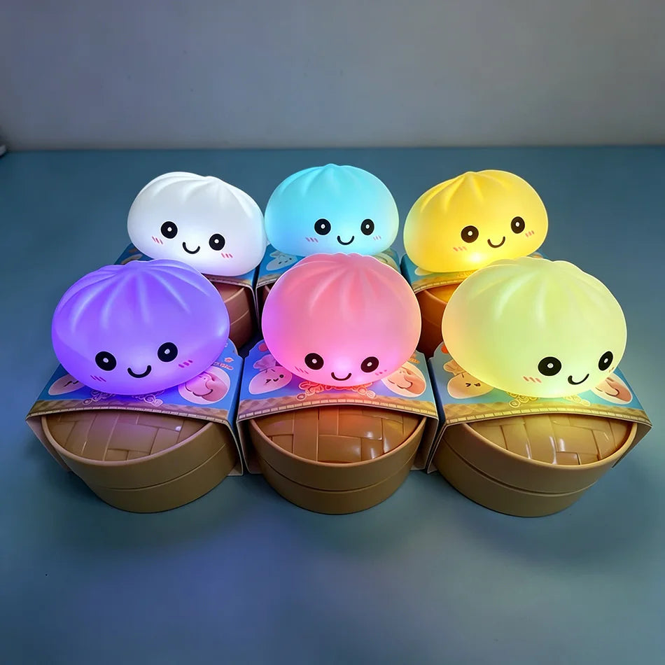 2026 Aesthetic LED Glowing Dumpling: Bubble Spitting Squeeze Toy, Realistic Food Decor & Sensory Gel Stress Ball for Adults/Kids