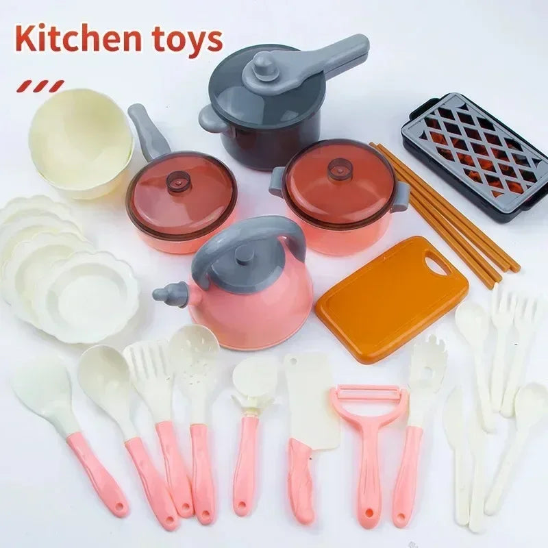 Kids Kitchen Toys Set 92/86/69/59PCS Play Kitchen Accessories Kit with Play Pots Pretend Food Cooking Toy Toddler Girls Boy Gift