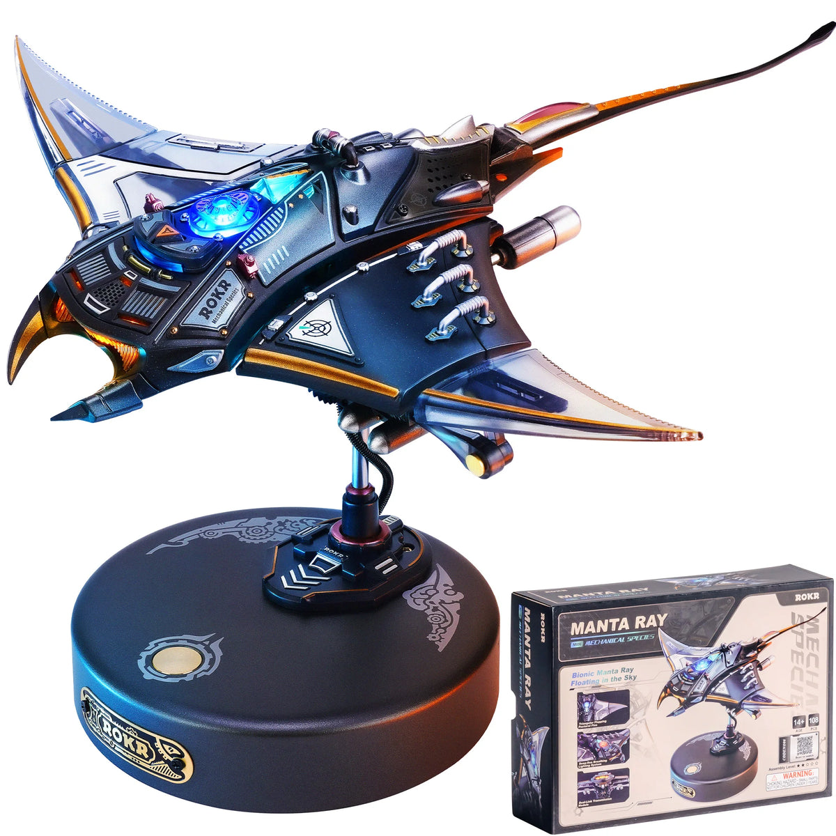 ROKR Mechanical Manta Ray 3D Metal Puzzle - Dynamic Bionic Model, Adult Assembly Model MI06