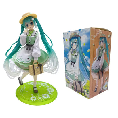 Hatsune Miku Figure Pastoral Style Hatsune Miku Anime Merchandise 2D Anime Girl Model Desk Ornament Birthday Gift