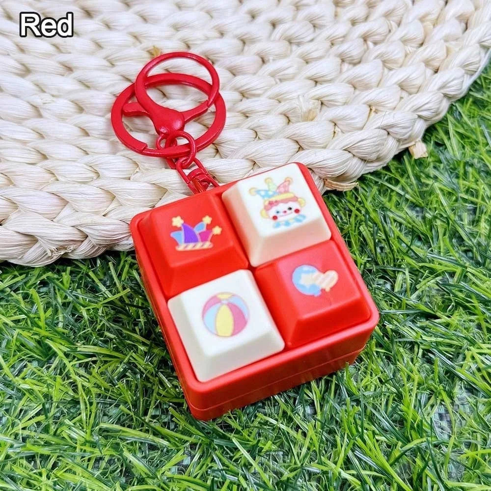 Fun Cartoon Squeeze Music New Unique Four-square Merit Key Button Keychain Couple Car Bag Key Chain & Pendant