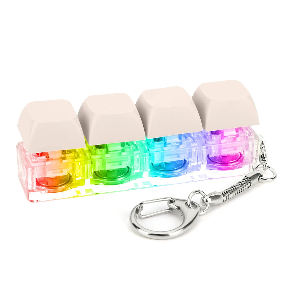 Keyboard Fidget Keychain 4 Keys Finger Keyboard Decompression Toys Press Button Keycap Fidget Stress Relief Keyboard Clicker Toy