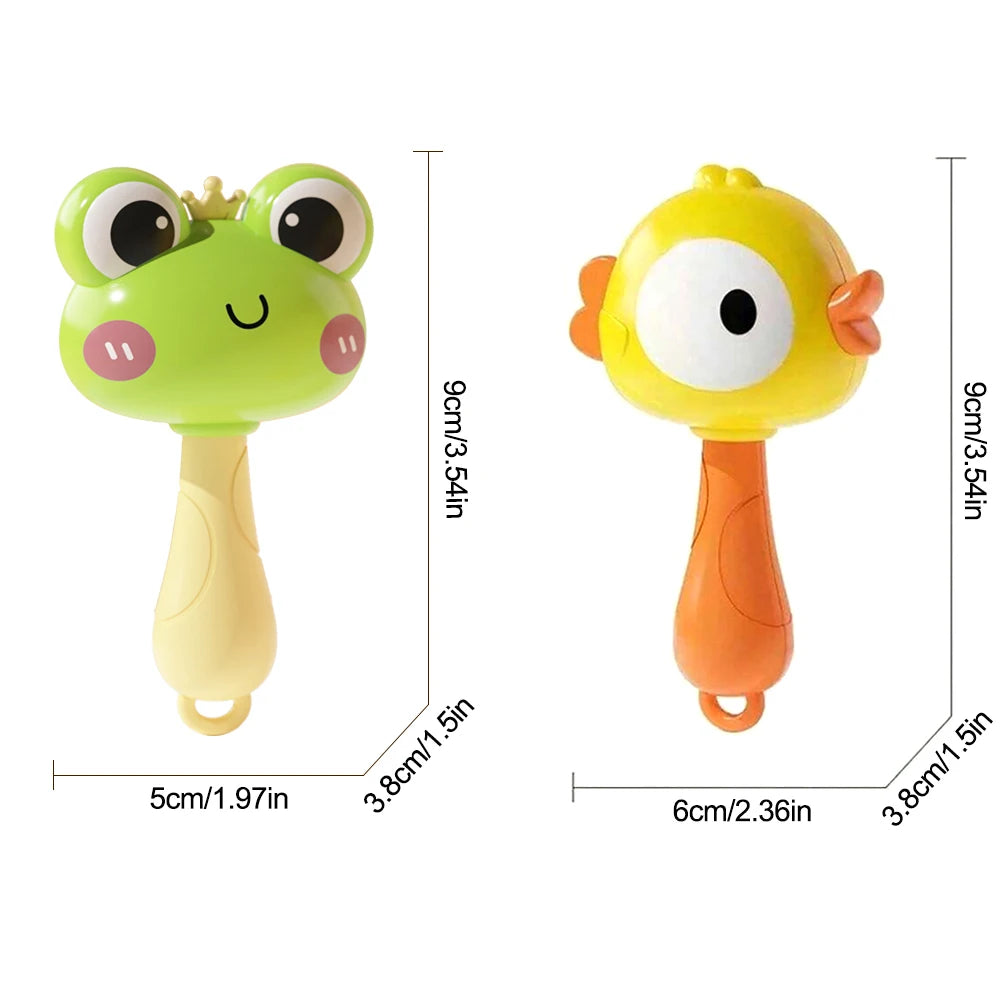 Cartoon Rattle, Newborn Sensory Grasp Toy, Chew-Safe Early Ed Handbell for Xmas & Bday Gifts
