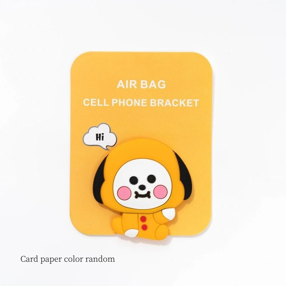 BT21cartoon cute silicone handheld phone stand kawaii retractable airbag earphone winder fan support anime merchandise wholesale