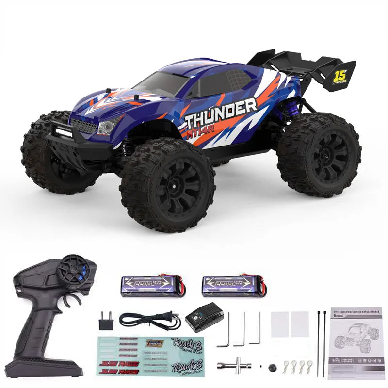 JIUSI PT14R MT14R 1/14 4WD RC Car 80km/h Brushless 2.4G Remote Control Racing Car High Speed Off-road RC Truck 3S 35C 2200mAh