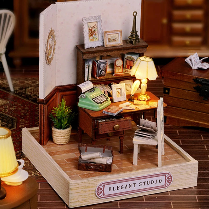 Mini Miniature Dollhouse DIY Small House Kit Making Room Toys Home Bedroom Decorations With Furniture Wooden Craft Doll Houses