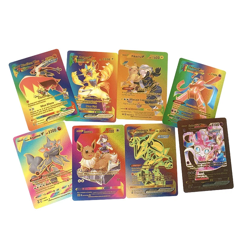81-15Pcs Pokemon Cards Gold Silver Vmax GX Card Collection Battle Trainer Card Spanish English French Child Toys Christmas Gifts