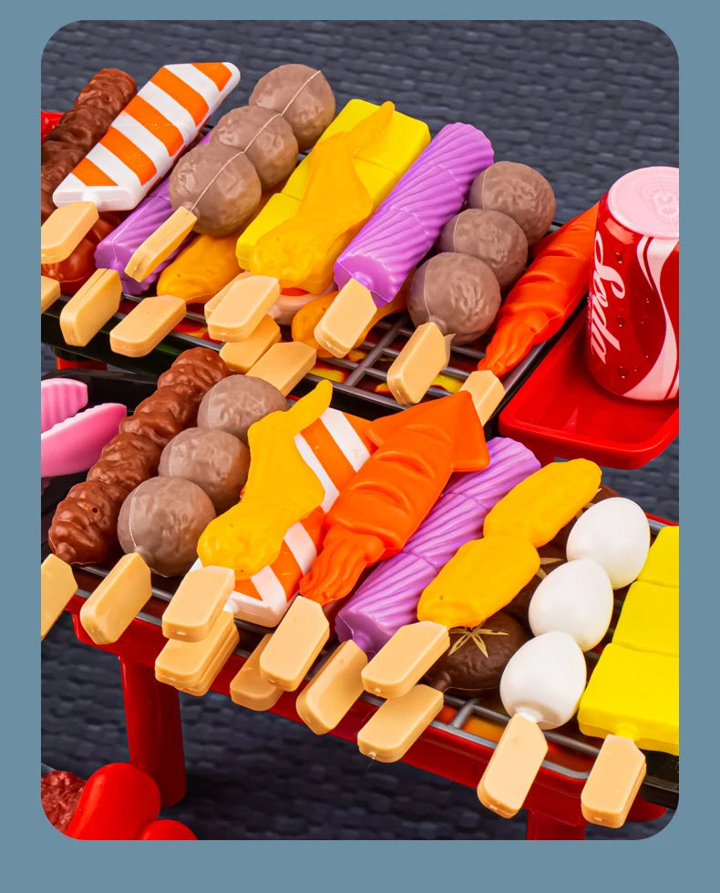 Baby Dress Up Kitchen Toys BBQ Set Kids Simulated BBQ Cookware Cooking Simulated Food Cosplay Educational Gift Toys