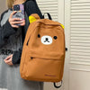 Kawaii Cartoon Rilakkuma Korilakkuma Embroidery Waterproof Nylon Backpack Large Capacity Student School Bag For Girls Boys
