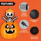 5FT Halloween Animated Inflatables Outdoor Decorations, Inflatable Skeleton On Pumpkin with LEDs, Cute Blow Up Pumpkin Skeleton Decor for Outside Yard Indoor Lawn Garden Party Decoration