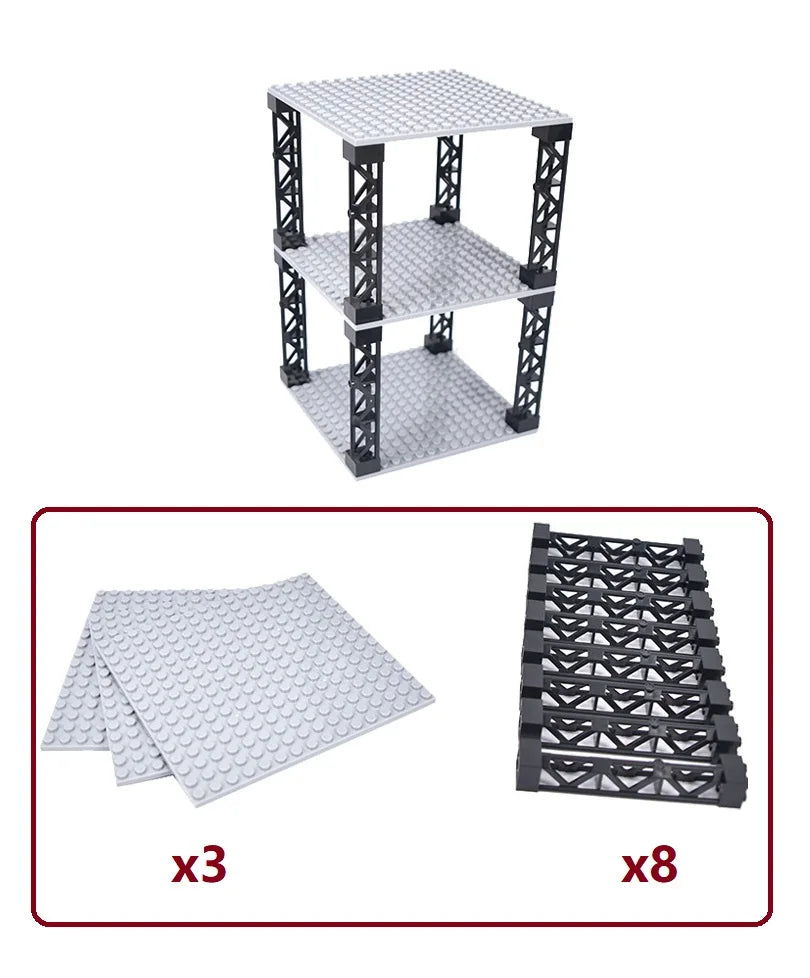 Multi Functional Building Blocks Stackable Multi-Layer Desktop Storage Rack Simulated Military Bunkers 16x16 Plate Support Girde
