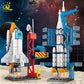 HUIQIBAO Mini Space Aviation Manned Rocket Model Building Blocks City Aerospace Bricks Children Construction Toys for Kids