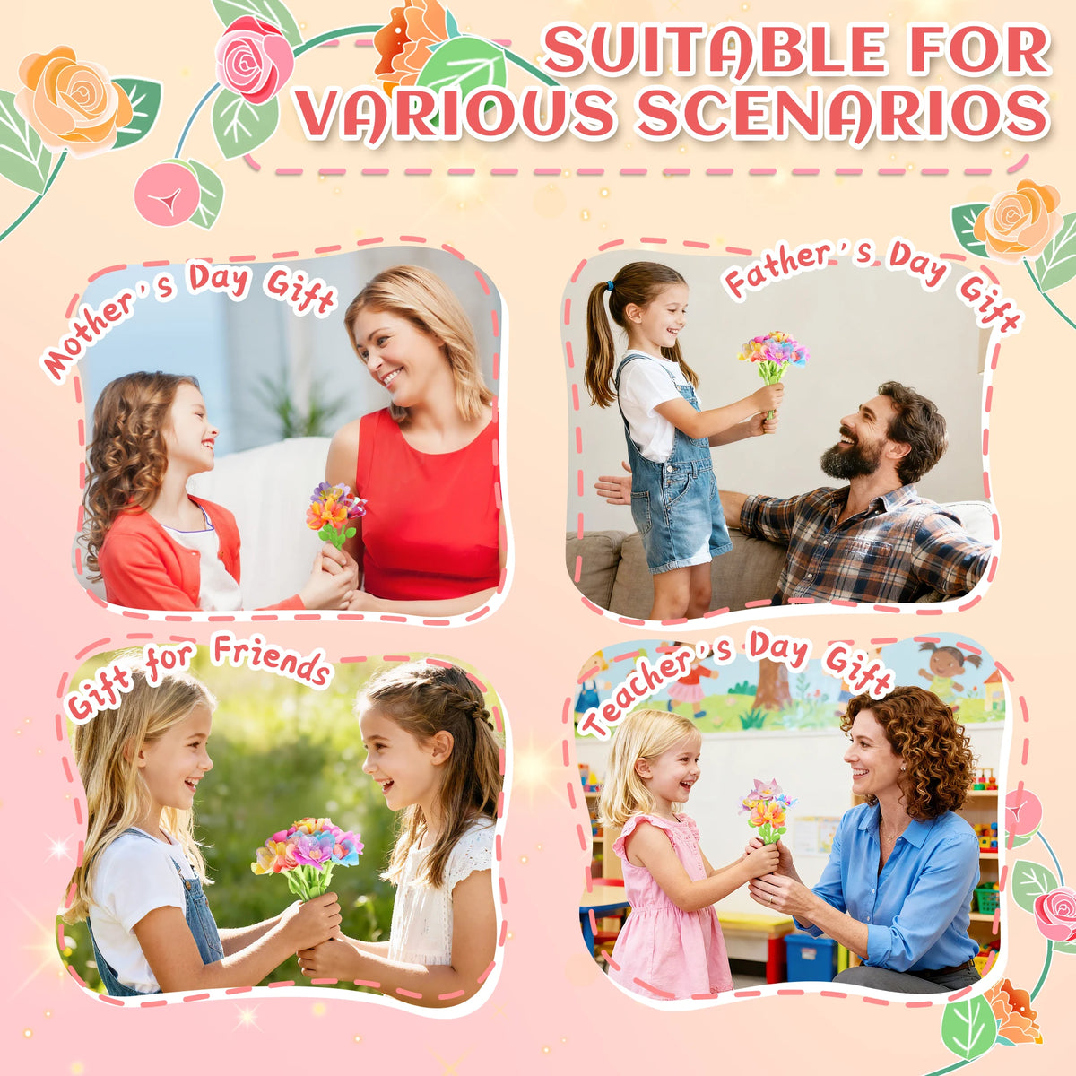 DIY Rose and Butterfly Flowers vase Fabric Flower Bouquet Craft Kit Handmade Girls Toy Birthday Gift Playset decoration