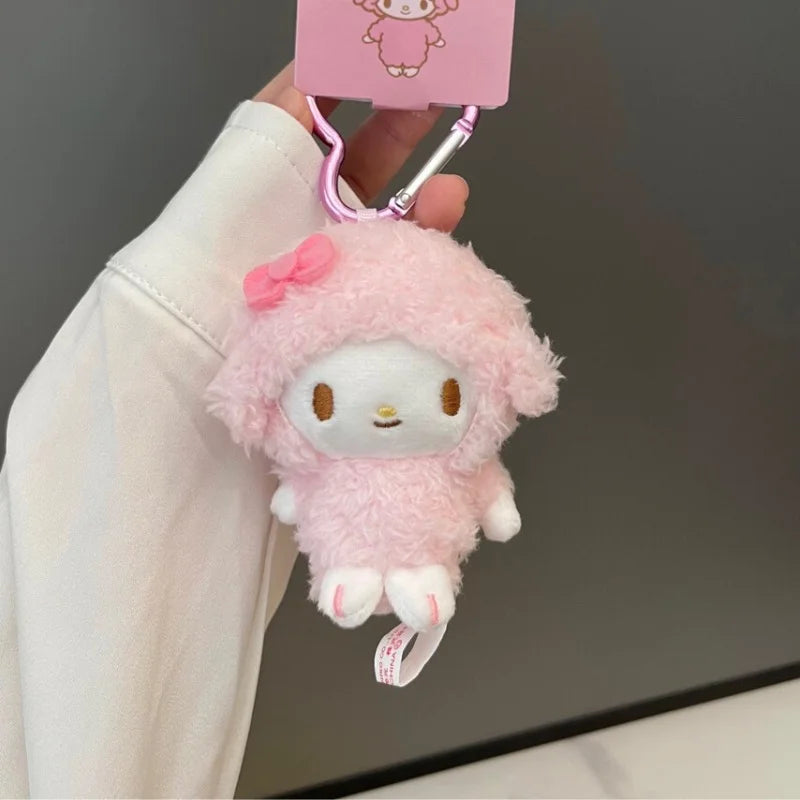 Kawaii Sanrios My Sweet Piano Plush doll Keyring Cartoon My Melody Stuffed Toys Pendant Cute Pink Sheep Piano Keychains Gifts