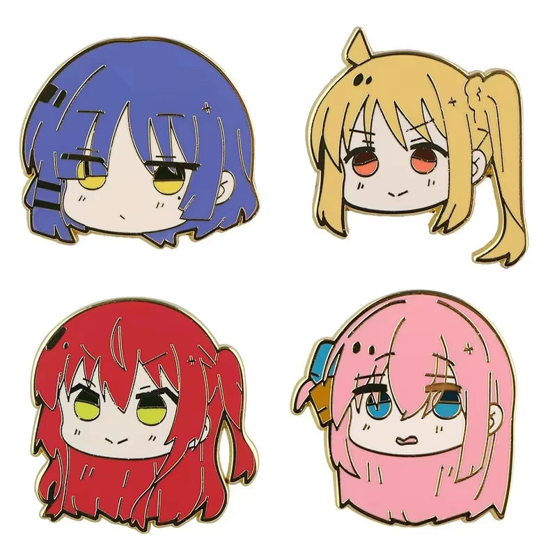 4PCS/set BOCCHI THE ROCK Anime Brooches Cute Character Pins Clothing Backpack Lapel Badges Cosplay Accessories Gifts