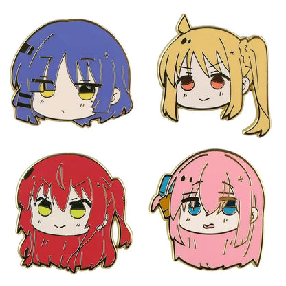 4PCS/set BOCCHI THE ROCK Anime Brooches Cute Character Pins Clothing Backpack Lapel Badges Cosplay Accessories Gifts