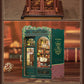 CUTEBEE DIY Book Nook Kit Miniature Dollhouse with Light Wooden Bookshelf Insert Retro Booknook Decor for Gifts Bookshop Series