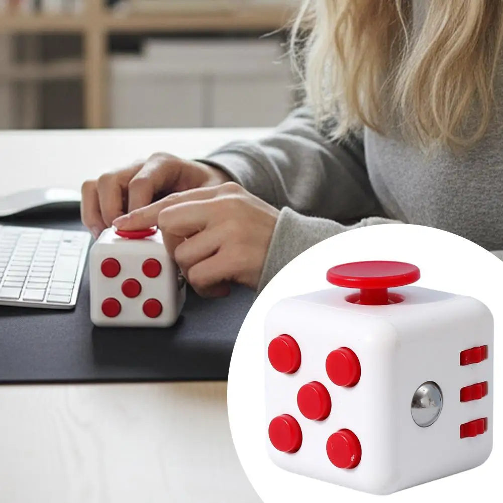 Square Infinity Dice Fidget Toy with Tactile Buttons Multifunctional 6-Side Decompression Cube Clicker Switch Gear Dial Joystick