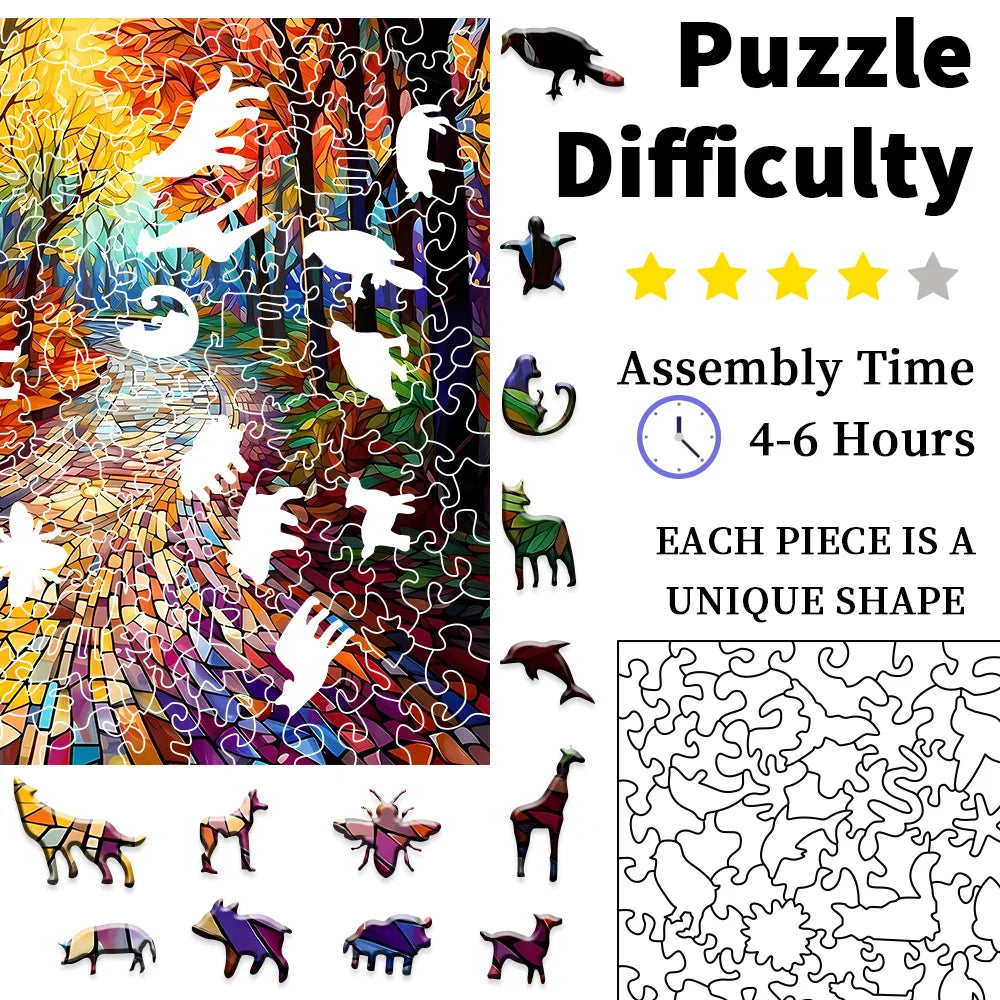 Forest Path Wooden Puzzle - Perfect Gift for Focused Training and Relaxation, Birthdays, Festivals, Natural Theme Puzzles | Exqu