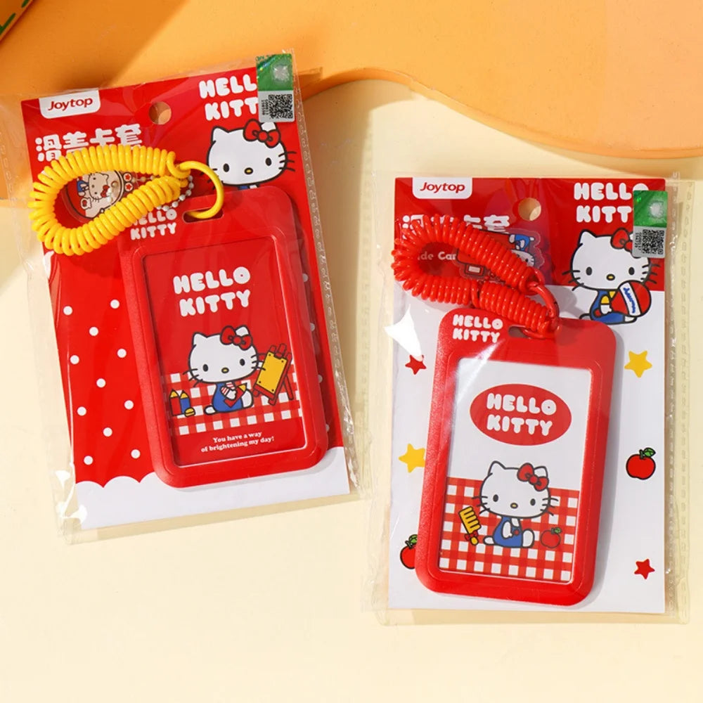 Genuine Sanrio Hello Kitty Slide ID Card Holder Door Badge Holder Lanyards Keychain Work Credential Case Employee Pass Gift