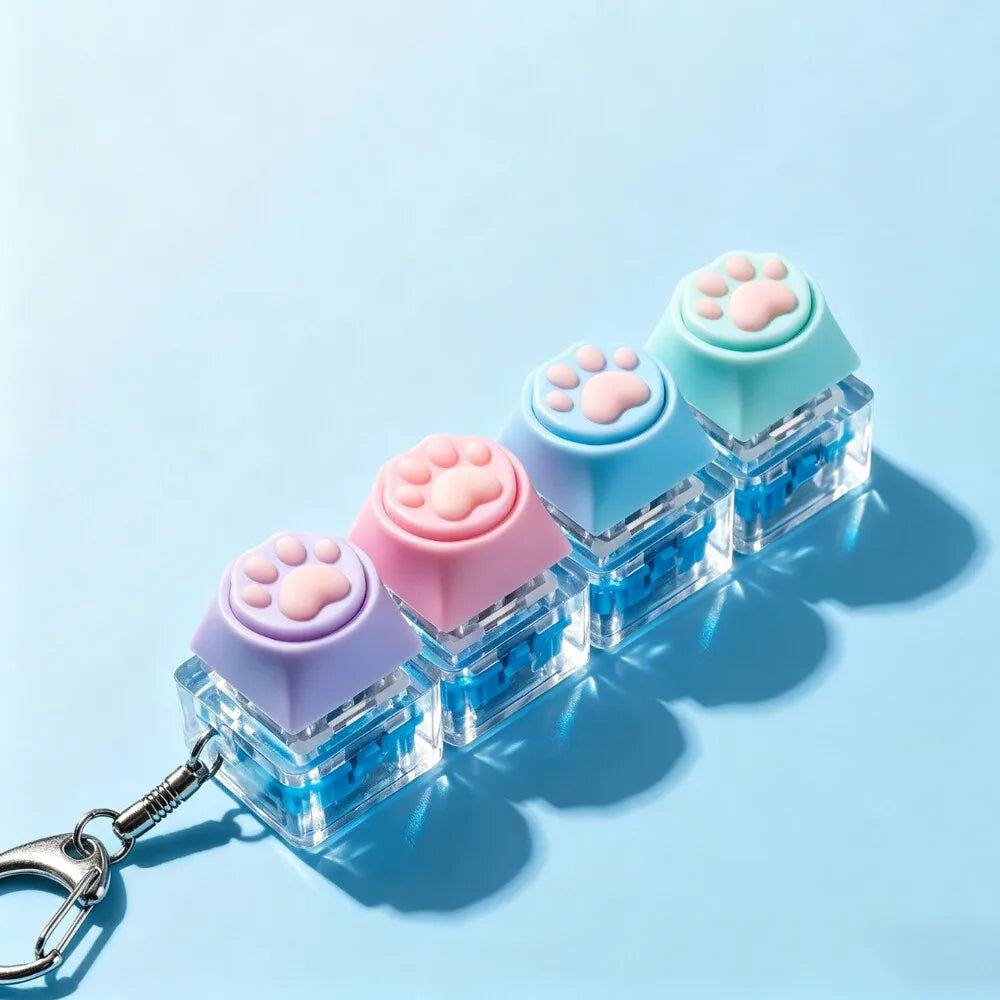 Luminous Keyboard Keychain, Pressable LED Button Fidget Toy,Office Desk Decor, Great Birthday Gift,Squeeze Relief Stress Anytime